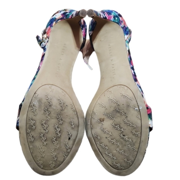 Kelly & Katie Multicolor Watercolor Abstract Floral Open Toe Kirstie Heel Size 6 - Picture 6 of 7